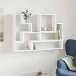 vidaXL Raft de perete, alb, 96x12x64 cm, lemn prelucrat