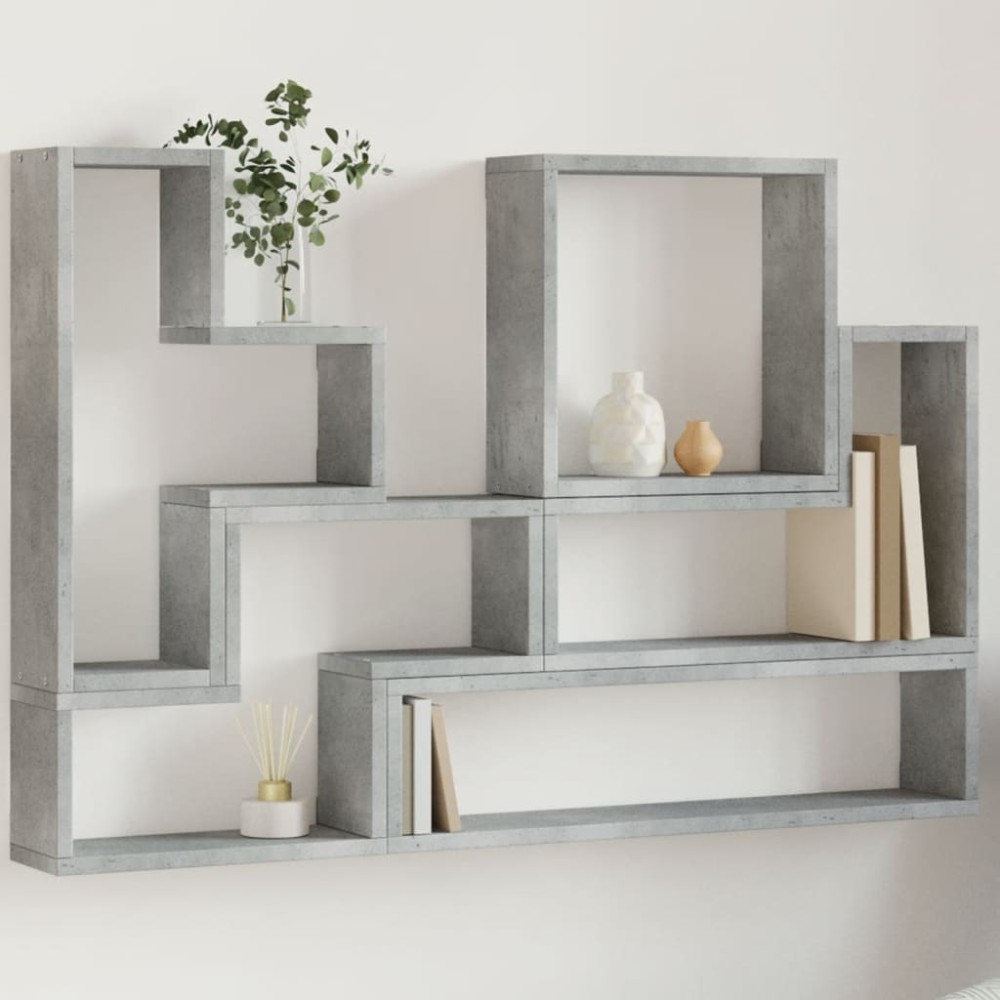 vidaXL Raft de perete, gri beton, 96x12x64 cm, lemn prelucrat