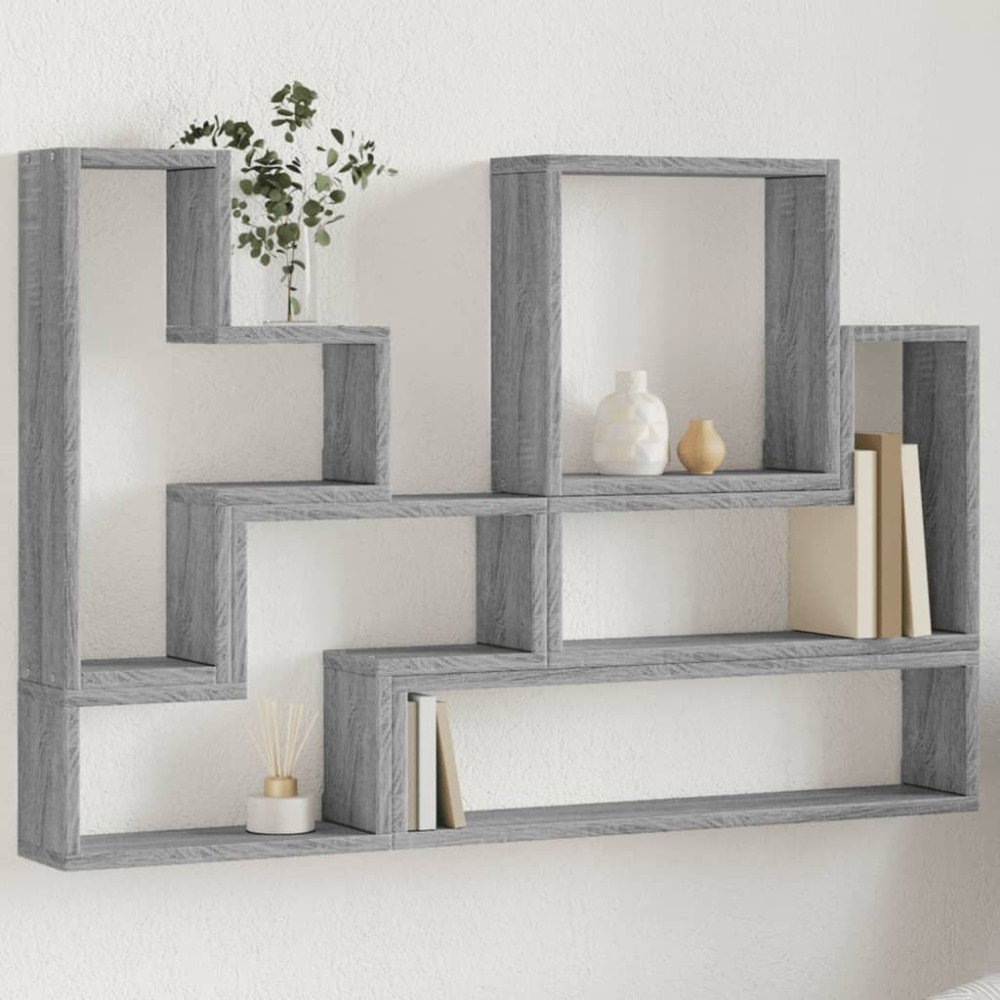 vidaXL Raft de perete, gri sonoma, 96x12x64 cm, lemn prelucrat