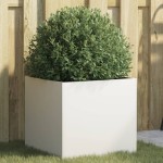 vidaXL Jardinieră, alb, 42x40x39 cm, oțel vidaXL Jardinieră, alb, 42x40x39 cm, oțel