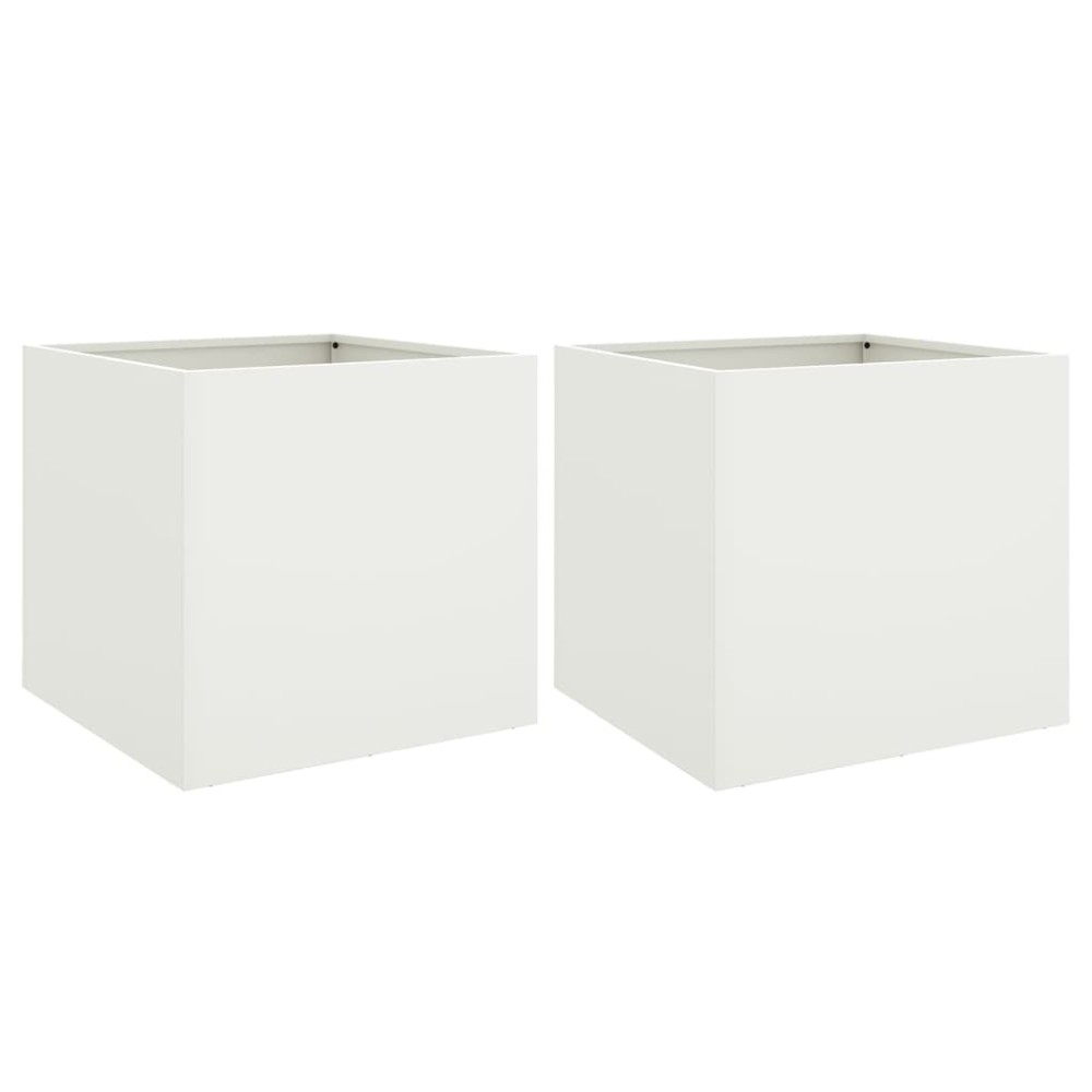 vidaXL Jardiniere, 2 buc., alb, 42x40x39 cm, oțel