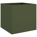 vidaXL Jardinieră, verde măsliniu, 42x40x39 cm, oțel vidaXL Jardinieră, verde măsliniu, 42x40x39 cm, oțel