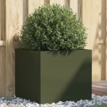 vidaXL Jardinieră, verde măsliniu, 49x47x46 cm, oțel vidaXL Jardinieră, verde măsliniu, 49x47x46 cm, oțel