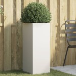 vidaXL Jardinieră, alb, 32x29x75 cm, oțel vidaXL Jardinieră, alb, 32x29x75 cm, oțel