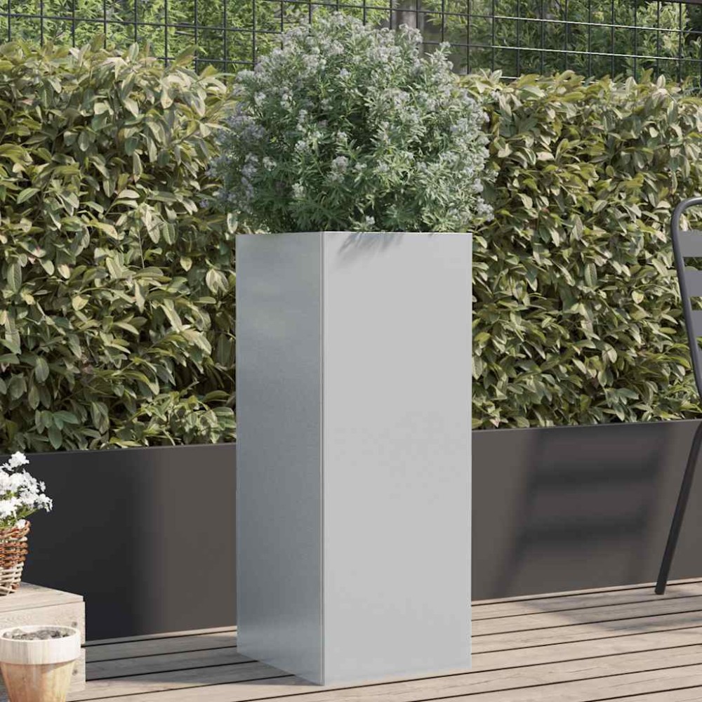 vidaXL Jardinieră, argintiu, 32x29x75 cm, oțel galvanizat