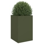 vidaXL Jardinieră, verde măsliniu, 52x48x75 cm, oțel vidaXL Jardinieră, verde măsliniu, 52x48x75 cm, oțel