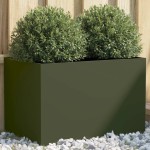 vidaXL Jardinieră, verde măsliniu, 62x40x39 cm, oțel vidaXL Jardinieră, verde măsliniu, 62x40x39 cm, oțel