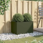 vidaXL Jardinieră, verde măsliniu, 62x40x39 cm, oțel vidaXL Jardinieră, verde măsliniu, 62x40x39 cm, oțel