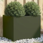vidaXL Jardinieră, verde măsliniu, 62x47x46 cm, oțel vidaXL Jardinieră, verde măsliniu, 62x47x46 cm, oțel
