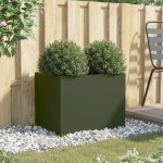 vidaXL Jardinieră, verde măsliniu, 62x47x46 cm, oțel vidaXL Jardinieră, verde măsliniu, 62x47x46 cm, oțel