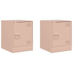 vidaXL Noptiere, 2 buc., roz, 34,5x39x44 cm, oțel vidaXL Noptiere, 2 buc., roz, 34,5x39x44 cm, oțel