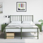 vidaXL Noptiere, 2 buc., verde olive, 34,5x39x44 cm, oțel vidaXL Noptiere, 2 buc., verde olive, 34,5x39x44 cm, oțel