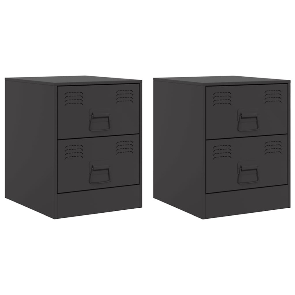 vidaXL Noptiere, 2 buc., negru, 34,5x39x44 cm, oțel