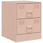 vidaXL Noptiere, 2 buc., roz, 34,5x39x44 cm, oțel vidaXL Noptiere, 2 buc., roz, 34,5x39x44 cm, oțel