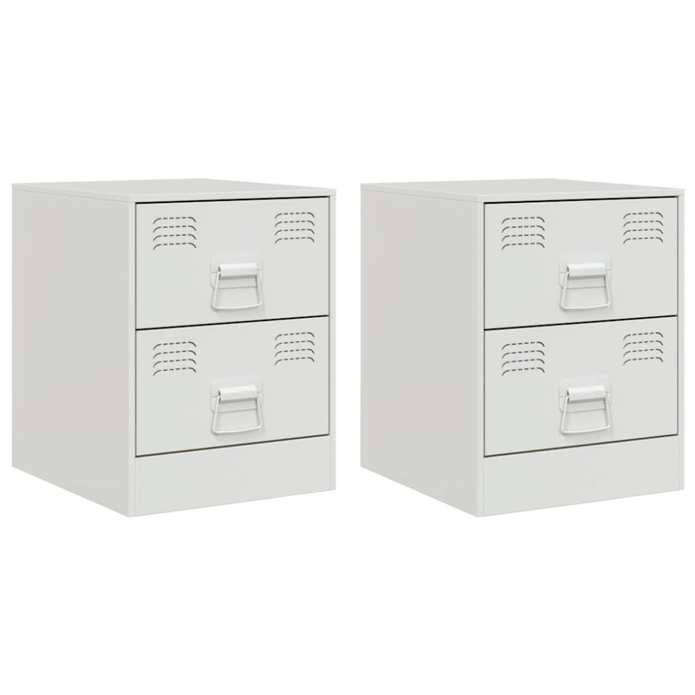 vidaXL Noptiere, 2 buc., alb, 34,5x39x44 cm, oțel