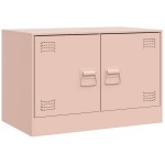 vidaXL Comodă TV, roz, 67x39x44 cm, oțel vidaXL Comodă TV, roz, 67x39x44 cm, oțel