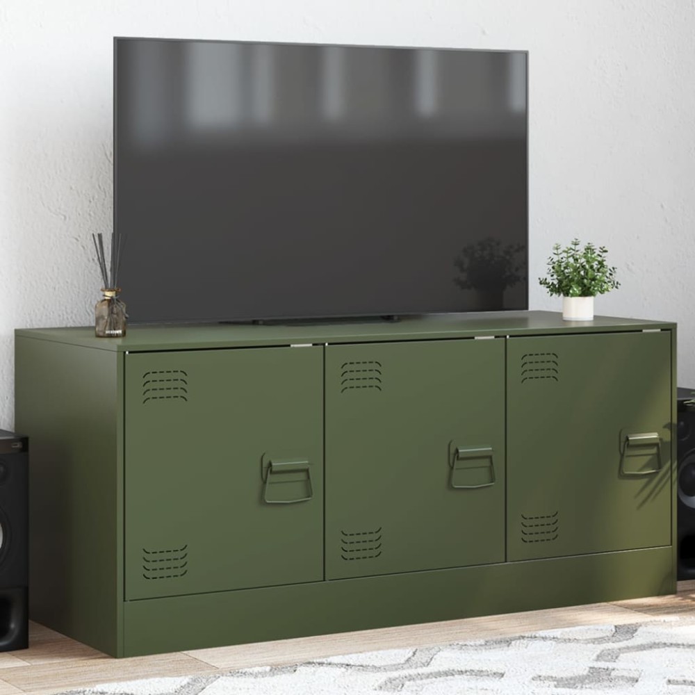 vidaXL Comodă TV, verde măsliniu, 99x39x44 cm, oțel