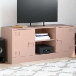 vidaXL Comodă TV, roz, 99x39x44 cm, oțel vidaXL Comodă TV, roz, 99x39x44 cm, oțel