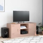 vidaXL Comodă TV, roz, 99x39x44 cm, oțel vidaXL Comodă TV, roz, 99x39x44 cm, oțel