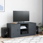 vidaXL Comodă TV, antracit, 99x39x44 cm, oțel vidaXL Comodă TV, antracit, 99x39x44 cm, oțel