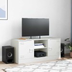 vidaXL Comodă TV, alb, 99x39x44 cm, oțel vidaXL Comodă TV, alb, 99x39x44 cm, oțel