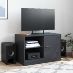 vidaXL Dulap TV, negru, 67x39x44 cm, oțel vidaXL Dulap TV, negru, 67x39x44 cm, oțel