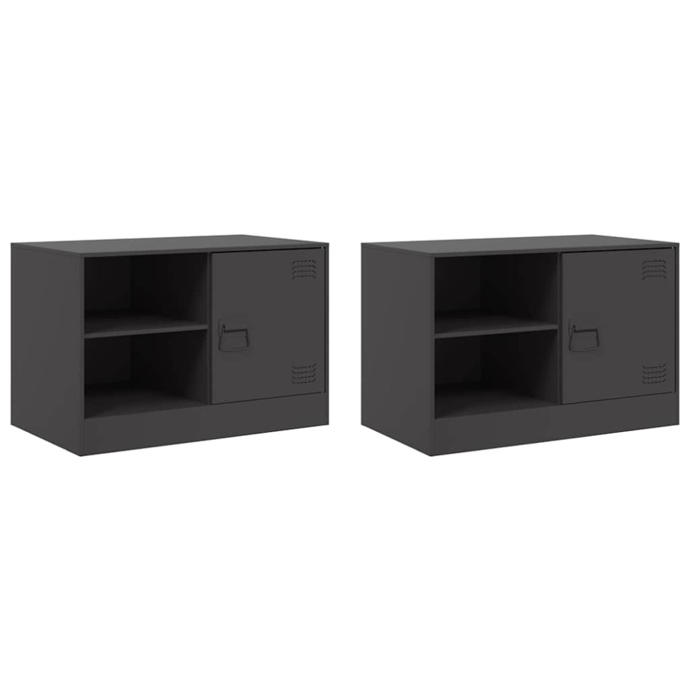 vidaXL Dulapuri TV, 2 buc., negru, 67x39x44 cm, oțel