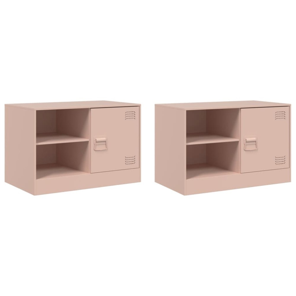 vidaXL Dulapuri TV 2 buc Roz 67x39x44 cm Otel