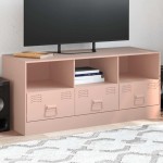 vidaXL Comodă TV, roz, 99x39x44 cm, oțel vidaXL Comodă TV, roz, 99x39x44 cm, oțel