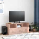 vidaXL Comodă TV, roz, 99x39x44 cm, oțel vidaXL Comodă TV, roz, 99x39x44 cm, oțel