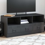 vidaXL Comodă TV, antracit, 99x39x44 cm, oțel vidaXL Comodă TV, antracit, 99x39x44 cm, oțel