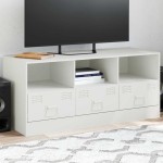 vidaXL Comodă TV, alb, 99x39x44 cm, oțel vidaXL Comodă TV, alb, 99x39x44 cm, oțel
