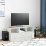 vidaXL Comodă TV, alb, 99x39x44 cm, oțel vidaXL Comodă TV, alb, 99x39x44 cm, oțel