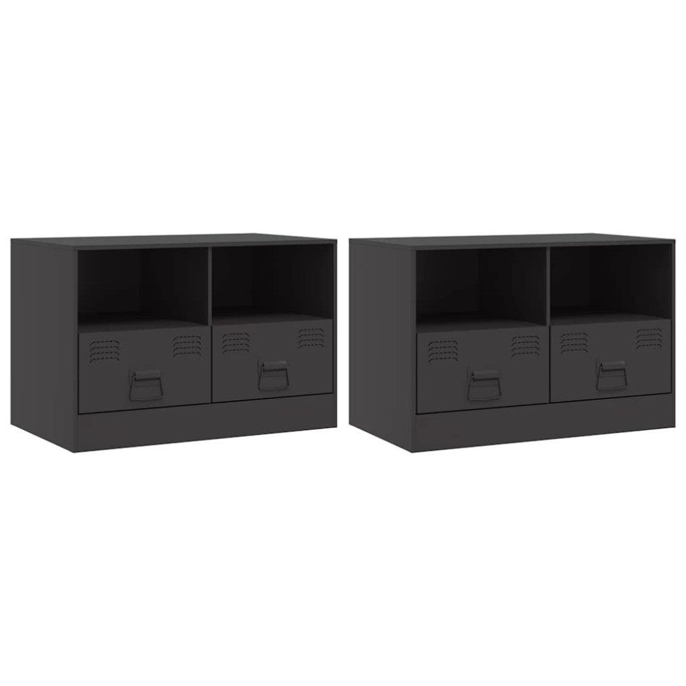 vidaXL Dulapuri TV, 2 buc., negru, 67x39x44 cm, oțel