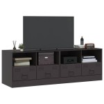 vidaXL Dulapuri TV, 2 buc., negru, 67x39x44 cm, oțel