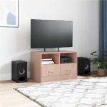 vidaXL Comodă TV, roz, 67x39x44 cm, oțel vidaXL Comodă TV, roz, 67x39x44 cm, oțel