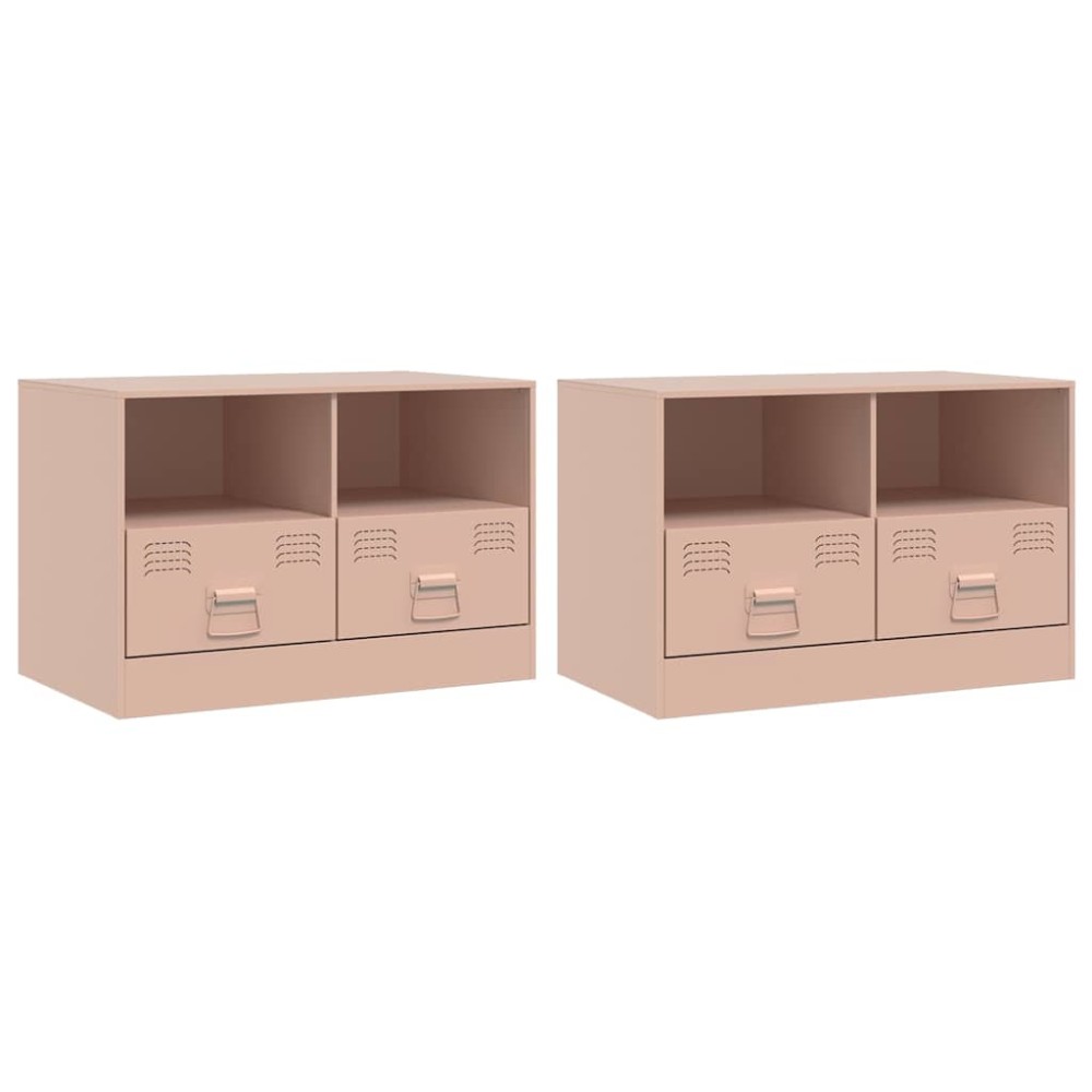 vidaXL Dulapuri TV 2 buc Roz 67x39x44 cm Otel
