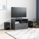 vidaXL Comodă TV, antracit, 67x39x44 cm, oțel vidaXL Comodă TV, antracit, 67x39x44 cm, oțel