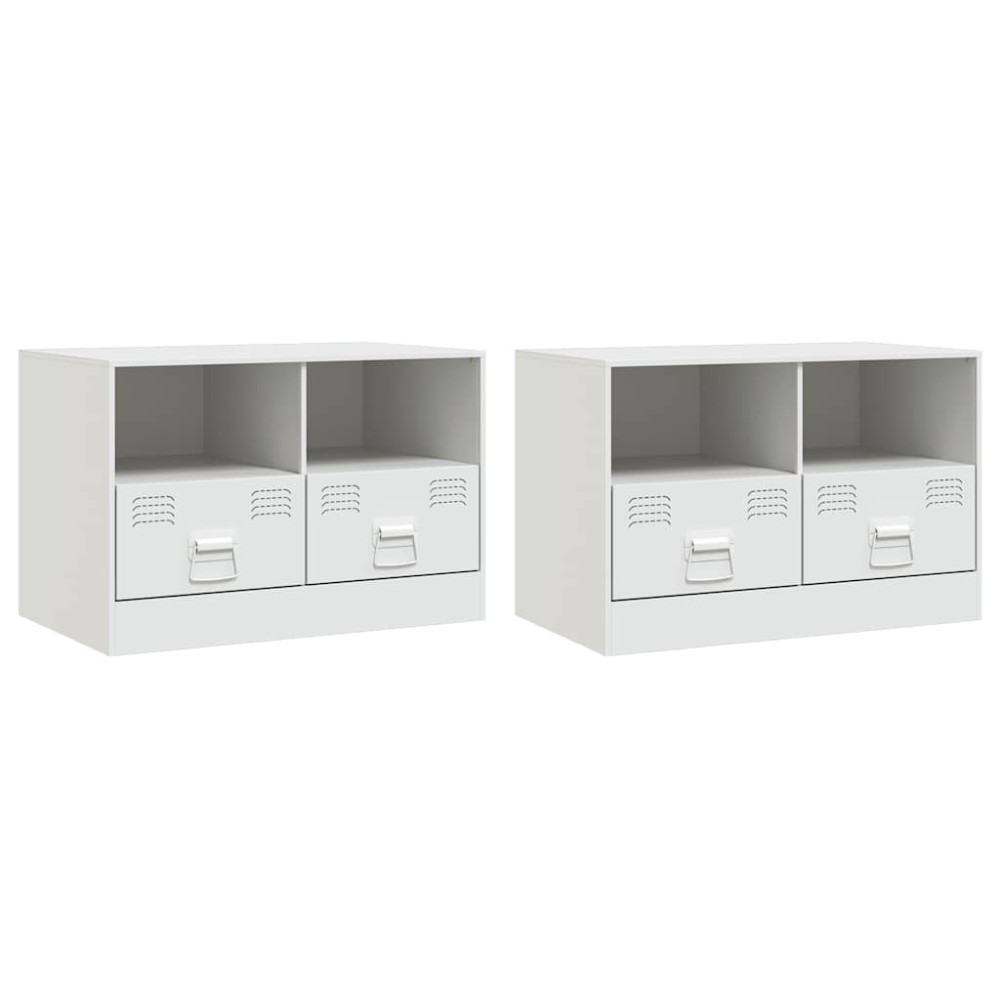 vidaXL Dulapuri TV 2 buc., alb, 67x39x44 cm Otel