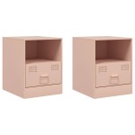 vidaXL Noptiere, 2 buc., roz, 34,5x39x44 cm, oțel vidaXL Noptiere, 2 buc., roz, 34,5x39x44 cm, oțel