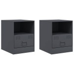 vidaXL Noptiere, 2 buc., antracit, 34,5x39x44 cm, oțel vidaXL Noptiere, 2 buc., antracit, 34,5x39x44 cm, oțel