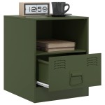 vidaXL Noptiere, 2 buc., verde olive, 34,5x39x44 cm, oțel vidaXL Noptiere, 2 buc., verde olive, 34,5x39x44 cm, oțel