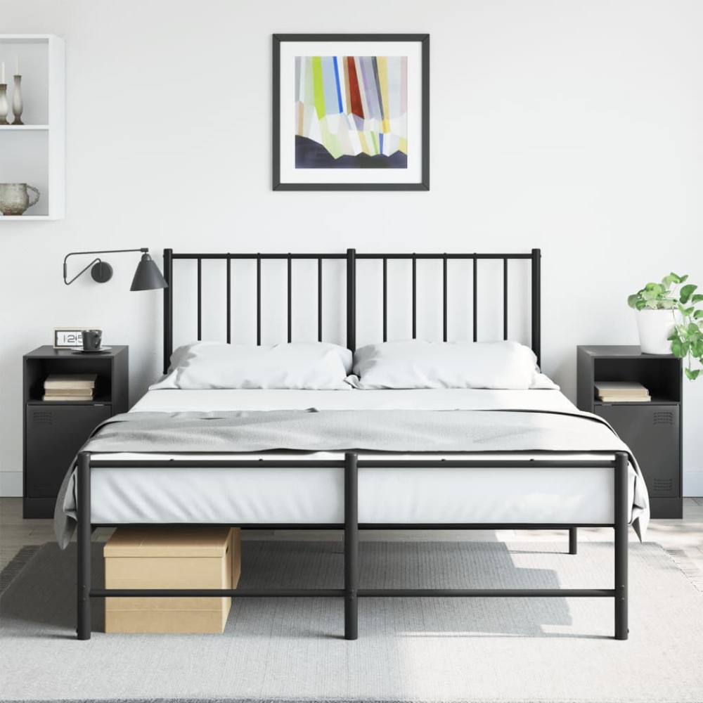 vidaXL Noptiere, 2 buc., negru, 34,5x39x62 cm, oțel