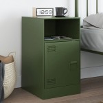 vidaXL Noptieră, verde olive, 34,5x39x62 cm, oțel vidaXL Noptieră, verde olive, 34,5x39x62 cm, oțel