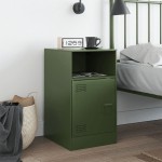 vidaXL Noptieră, verde olive, 34,5x39x62 cm, oțel vidaXL Noptieră, verde olive, 34,5x39x62 cm, oțel