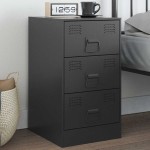 vidaXL Noptieră, negru, 34,5x39x62 cm, oțel vidaXL Noptieră, negru, 34,5x39x62 cm, oțel