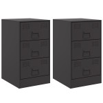 vidaXL Noptiere, 2 buc., negru, 34,5x39x62 cm, oțel vidaXL Noptiere, 2 buc., negru, 34,5x39x62 cm, oțel