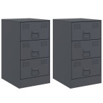 vidaXL Noptiere, 2 buc., antracit, 34,5x39x62 cm, oțel vidaXL Noptiere, 2 buc., antracit, 34,5x39x62 cm, oțel