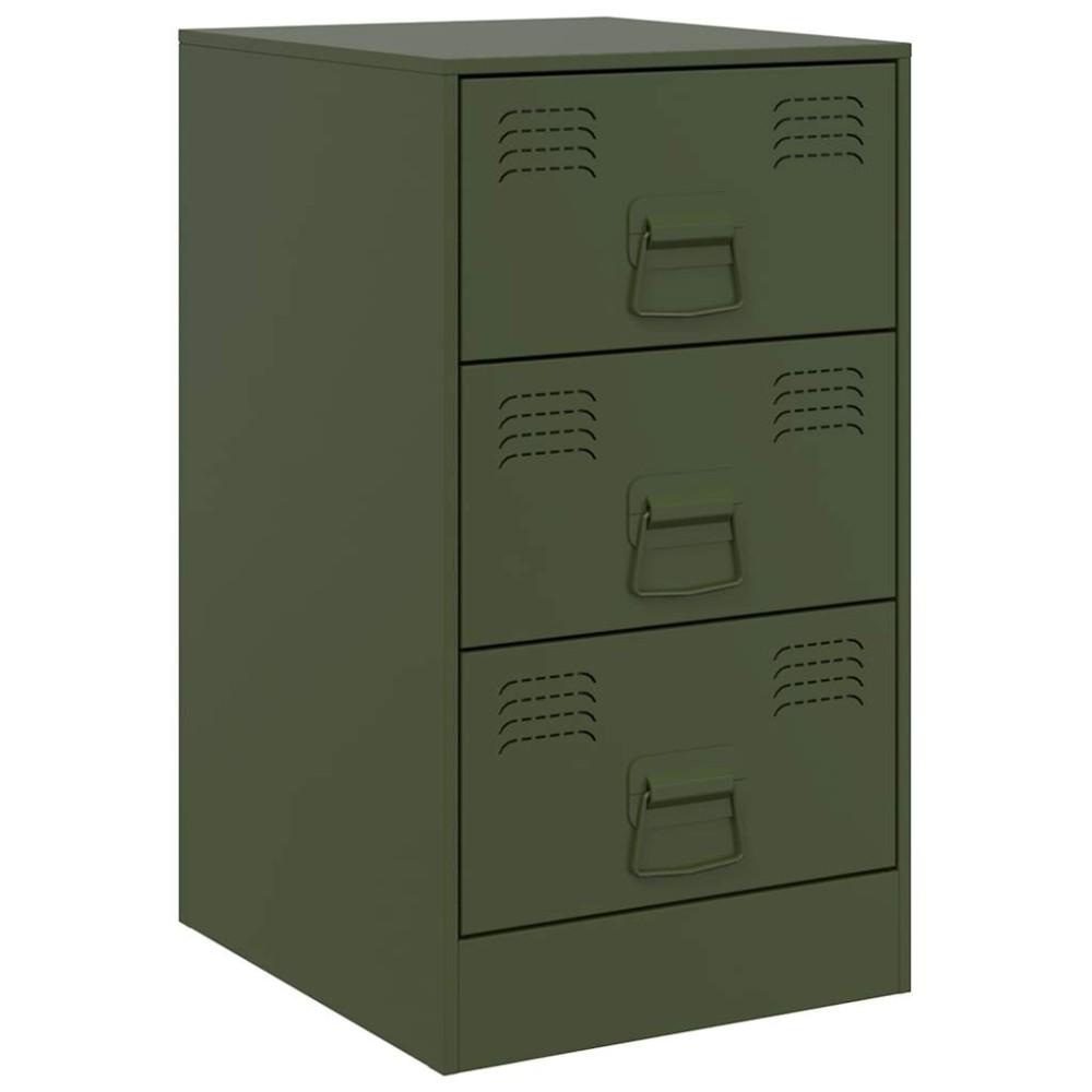 vidaXL Noptieră, verde olive, 34,5x39x62 cm, oțel