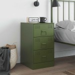 vidaXL Noptieră, verde olive, 34,5x39x62 cm, oțel vidaXL Noptieră, verde olive, 34,5x39x62 cm, oțel